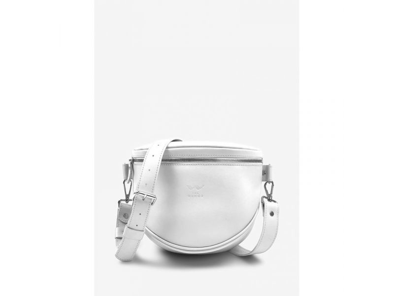 Кожаная сумка поясная-кроссбоди Vacation белая краст, фото 1