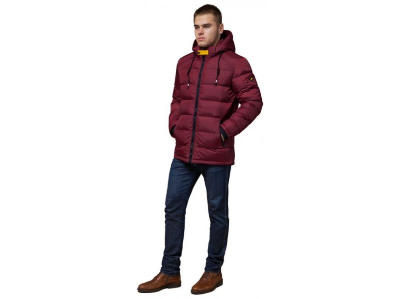 Куртка бордово-черная зимняя для мужчин модель 10168, фото 1