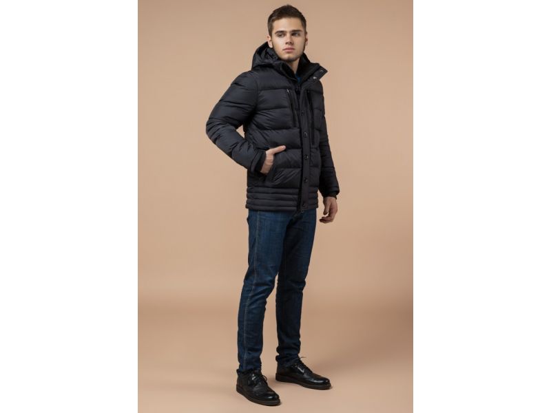 Графитовая куртка на молнии зимняя мужская модель 31610, фото 2