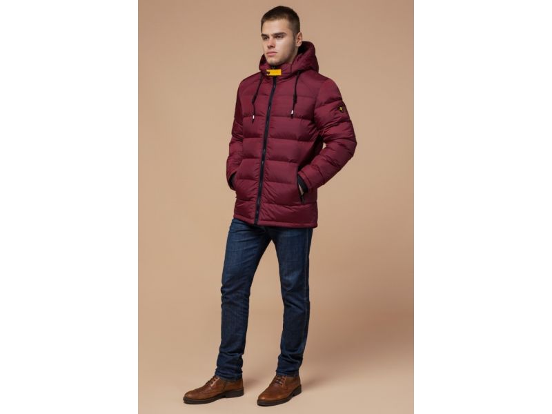 Куртка бордово-черная зимняя для мужчин модель 10168, фото 2