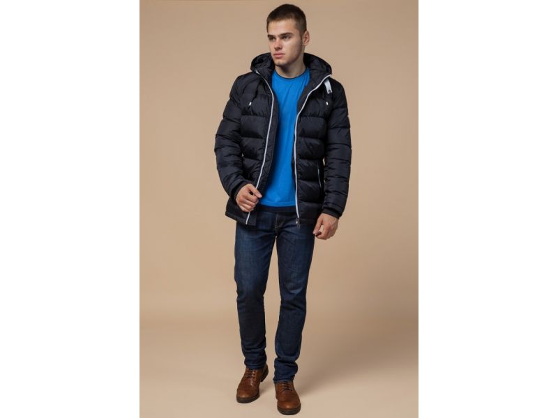 Куртка мужская на зиму цвет темно-синий-белый модель 10168, фото 2