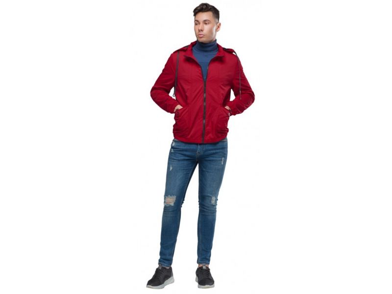 Осенне-весенняя мужская молодежная ветровка красная модель 38399, фото 1