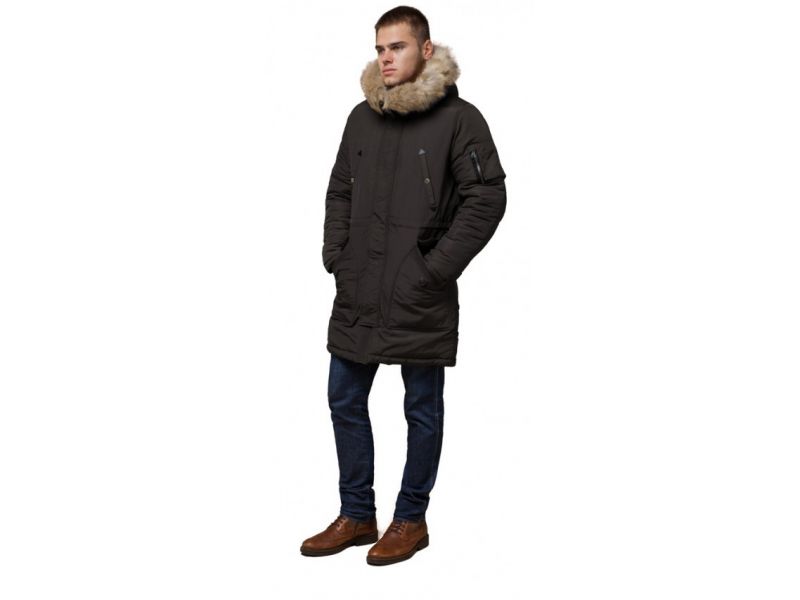 Зимняя коричневая парка мужская модель 91127, фото 1