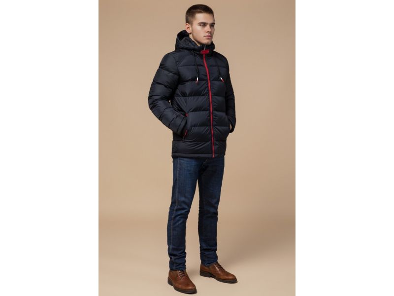 Куртка зимняя для мужчин цвет темно-синий-красный модель 10168, фото 2