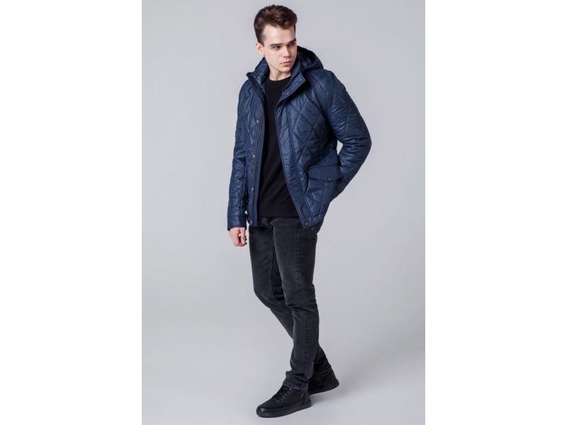 Осенне-весенняя синяя ветровка с карманами мужская модель 1489, фото 1