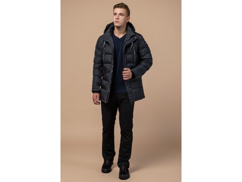 Куртка мужская цвета графита зимняя модель 11726, фото 1