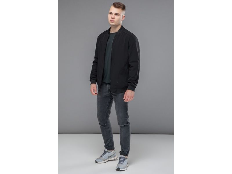 Осенне-весенний молодежный мужской бомбер черного цвета модель 18428, фото 1