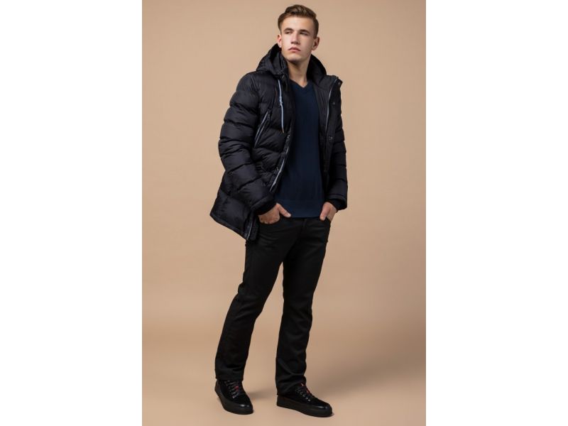 Куртка мужская черная комфортная зимняя модель 11726, фото 1