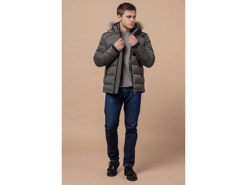 Куртка мужская короткая цвет сафари зимняя модель 18540, фото 1