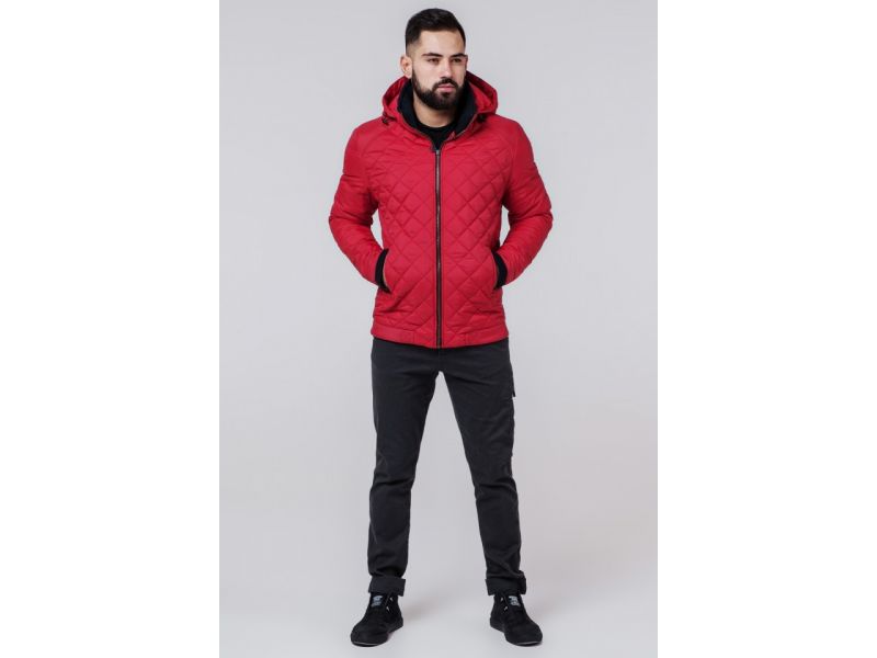 Красная ветровка осенне-весенняя прямого кроя мужская модель 1652, фото 1