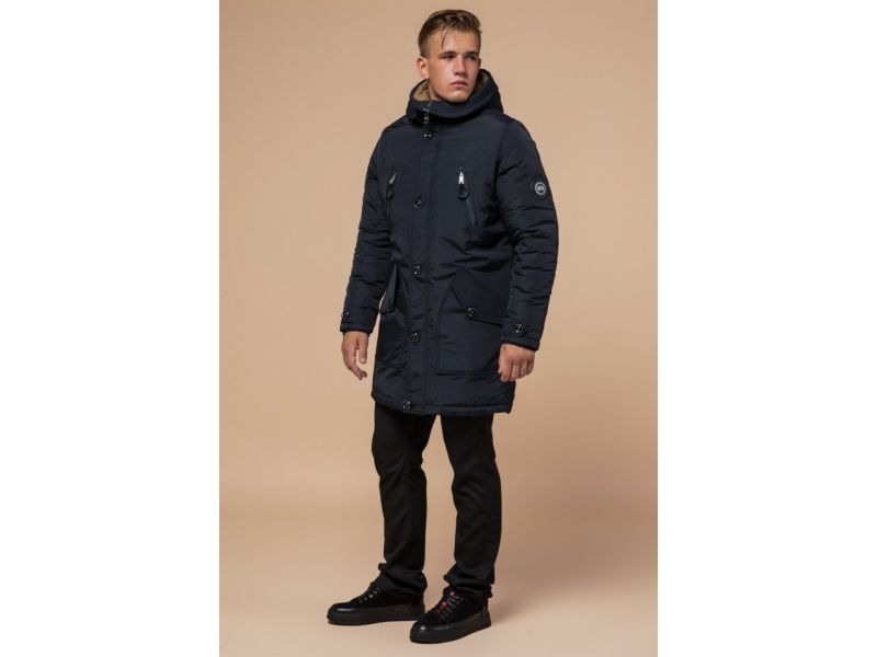 Черно-синяя парка мужская зимняя модель 96120, фото 1