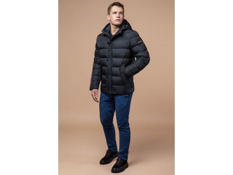 Графитовая зимняя куртка практичная для мужчин модель 30380, фото 2