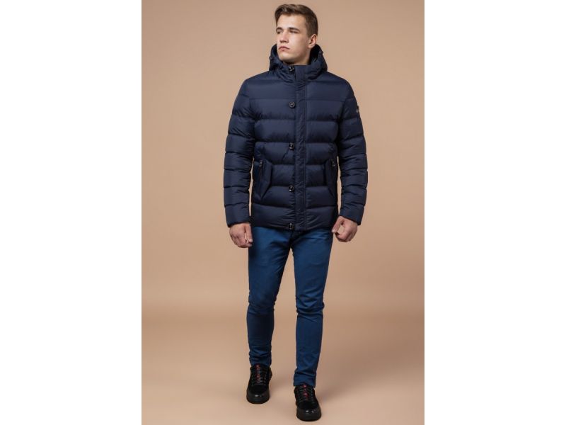 Темно-синяя зимняя качественная куртка мужская модель 30380, фото 1