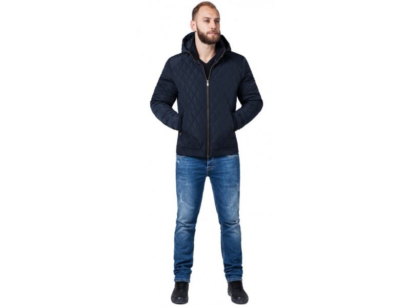 Куртка мужская осенне-весенняя на молнии синяя модель 2686, фото 1