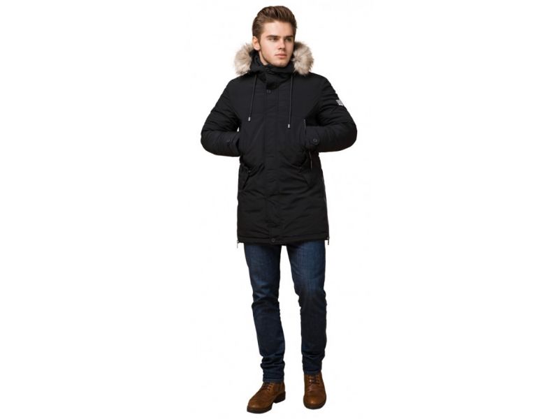 Мужская зимняя парка цвет черный модель 20758, фото 1