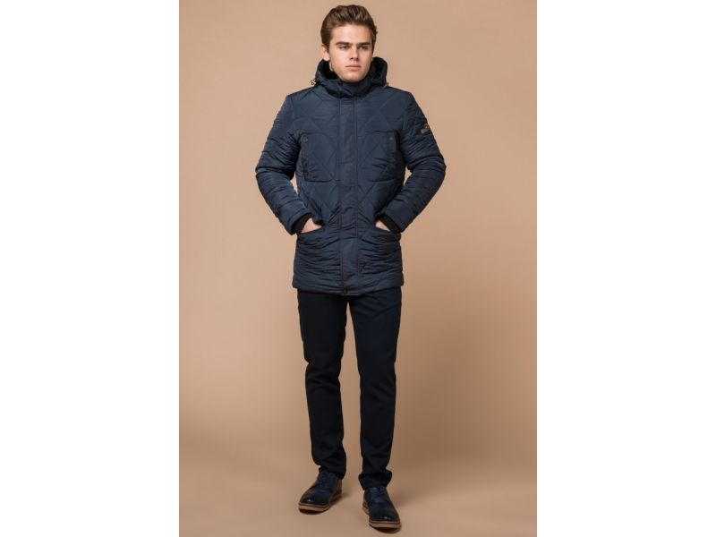 Светло-синяя зимняя куртка качественного пошива мужская модель 44842, фото 2