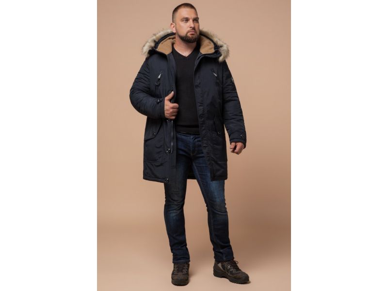Парка мужская черно-синяя зимняя модель 91660, фото 1