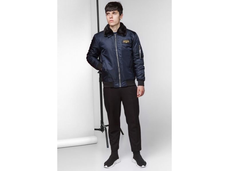 Темно-синий мужской осенне-весенний бомбер молодежный модель 52121, фото 1