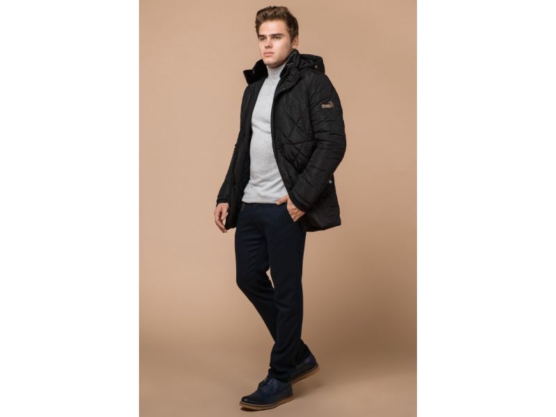 Черная мужская куртка с качественной фурнитурой зимняя модель 44842, фото 1