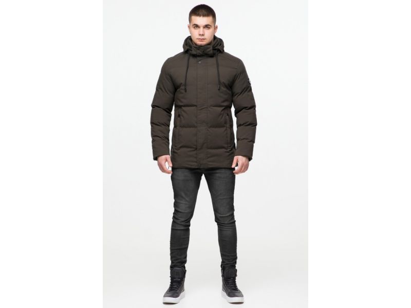 Зимняя мужская молодежная куртка цвета кофе теплая модель 25280, фото 2