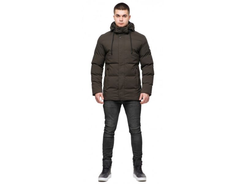 Зимняя мужская молодежная куртка цвета кофе теплая модель 25280, фото 1