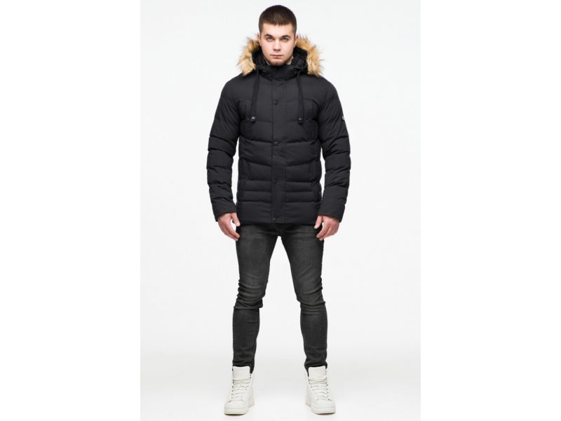 Черная мужская зимняя молодежная куртка модель 25370, фото 1