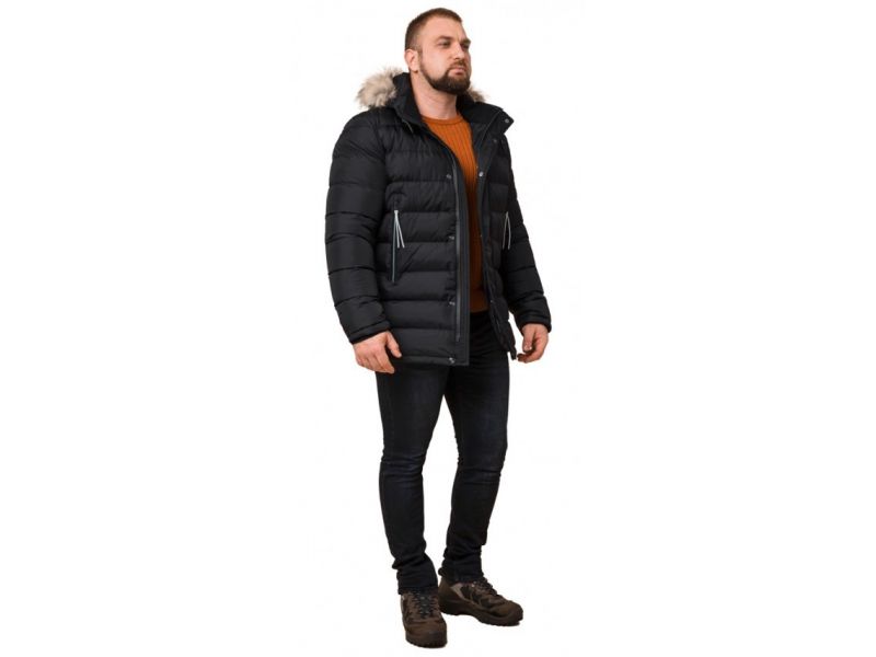 Комфортная мужская черная куртка на зиму модель 19833, фото 1