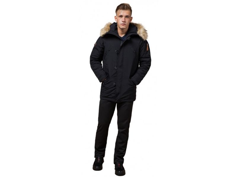Парка черная зимняя для мужчин модель 3986, фото 1