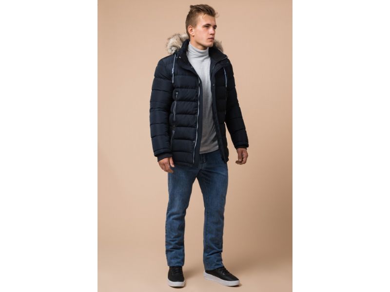 Мужская зимняя куртка темно-синяя модель 20128, фото 2