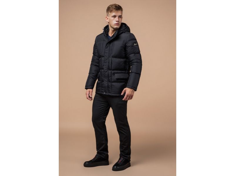 Зимняя куртка качественного пошива мужская цвет графит модель 2609, фото 2