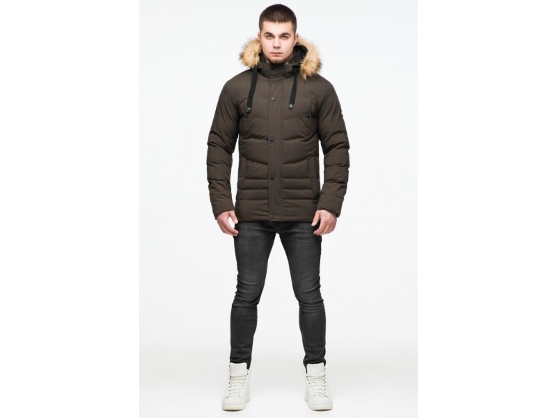 Зимняя мужская молодежная куртка цвета кофе модель 25370, фото 2