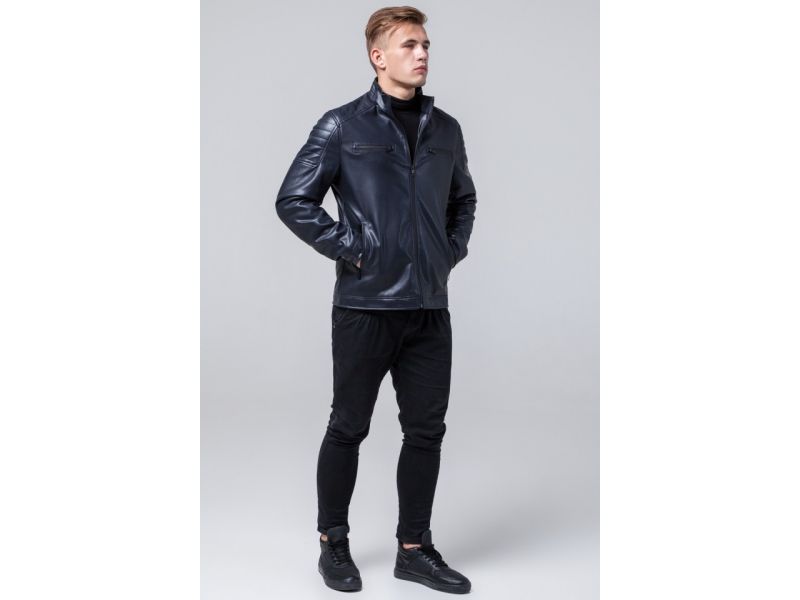 Темно-синяя мужская молодежная осенне-весенняя куртка модель 2612, фото 1