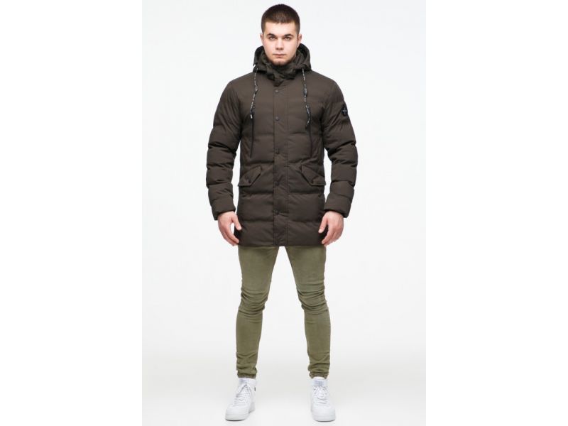Зимняя куртка мужская молодежная цвета кофе модель 25320, фото 2