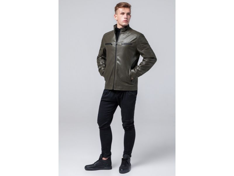 Куртка мужская осенне-весенняя молодежная цвета хаки модель 2612, фото 2