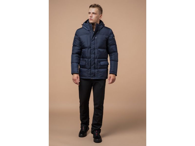 Зимняя фирменная куртка мужская цвет темно-синий модель 2609, фото 2