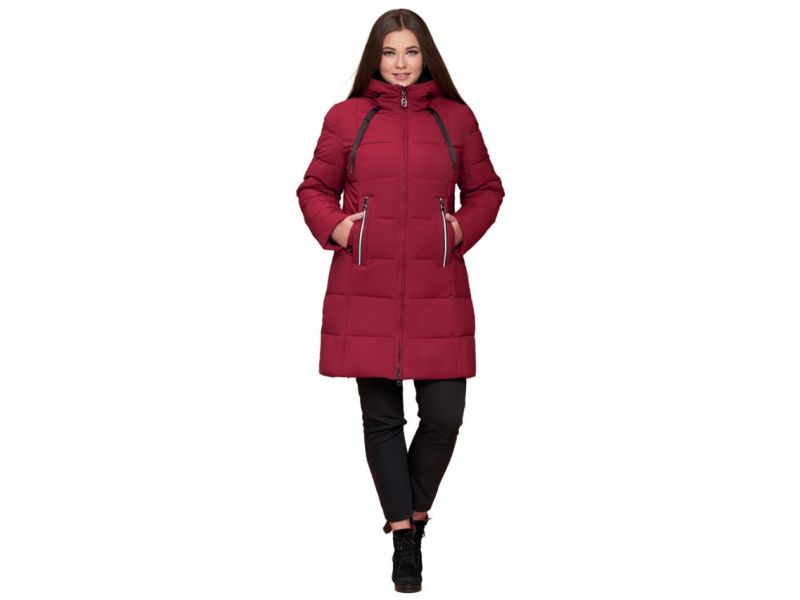 Бордовый зимний женский пуховик большого размера модель 25175, фото 1