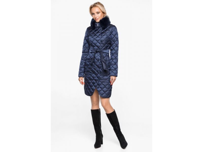 Воздуховик зимний качественного пошива женский цвет синий бархат модель 31030, фото 1