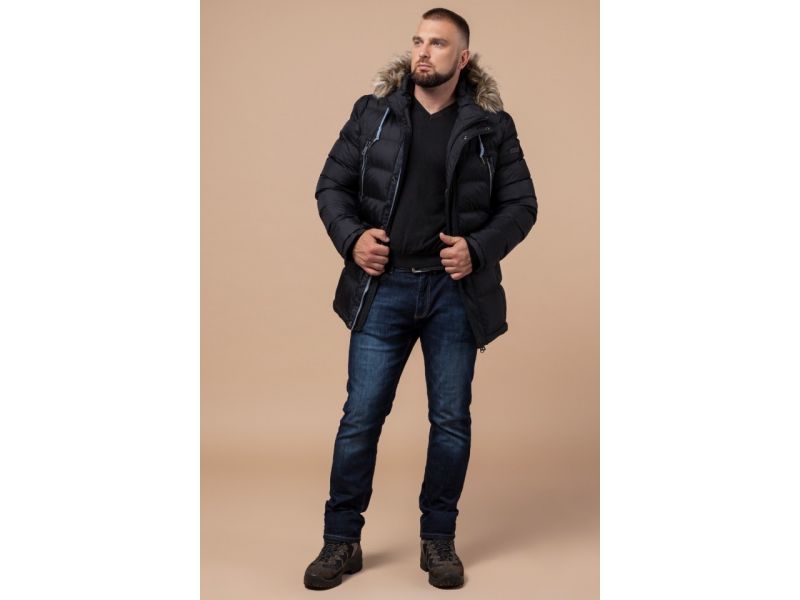 Зимняя мужская куртка практичная черная модель 21226, фото 2