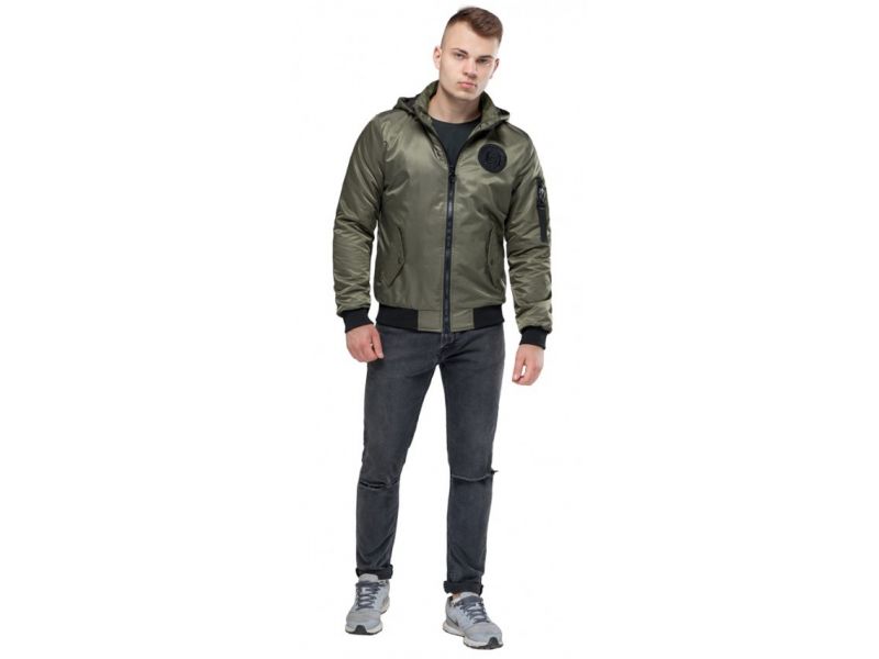 Бомбер осенне-весенний мужской молодежный цвет хаки модель 30525, фото 1