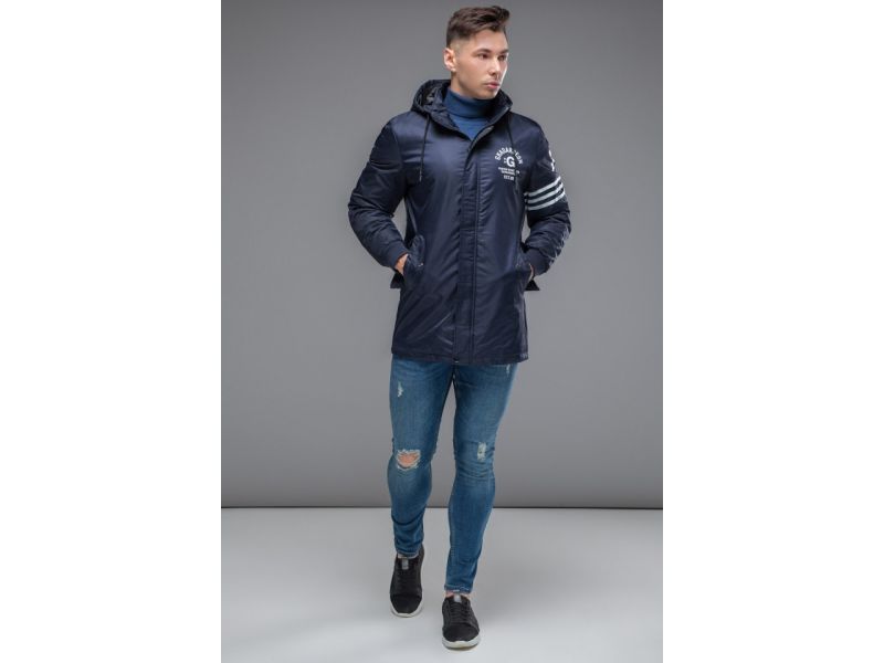 Парка осенне-весенняя синяя молодежная мужская модель 31292, фото 1