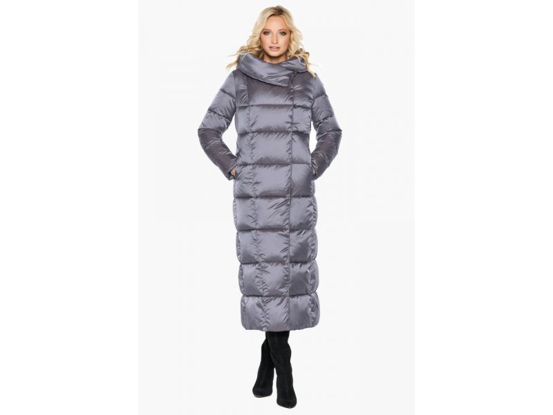Стильный жемчужно-серый воздуховик зимний женский модель 31056, фото 1