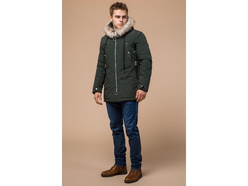 Парка мужская цвета хаки зимняя модель 15231, фото 1