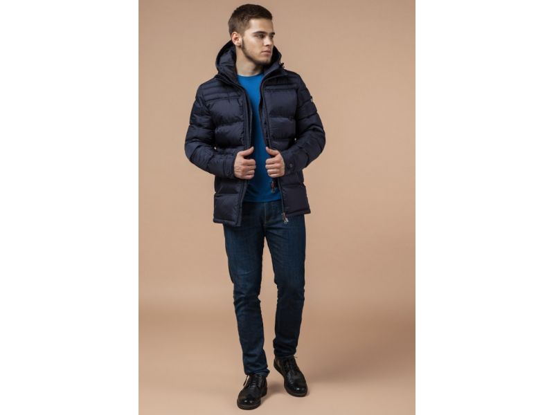 Зимняя куртка темно-синяя для мужчин модель 26055, фото 2