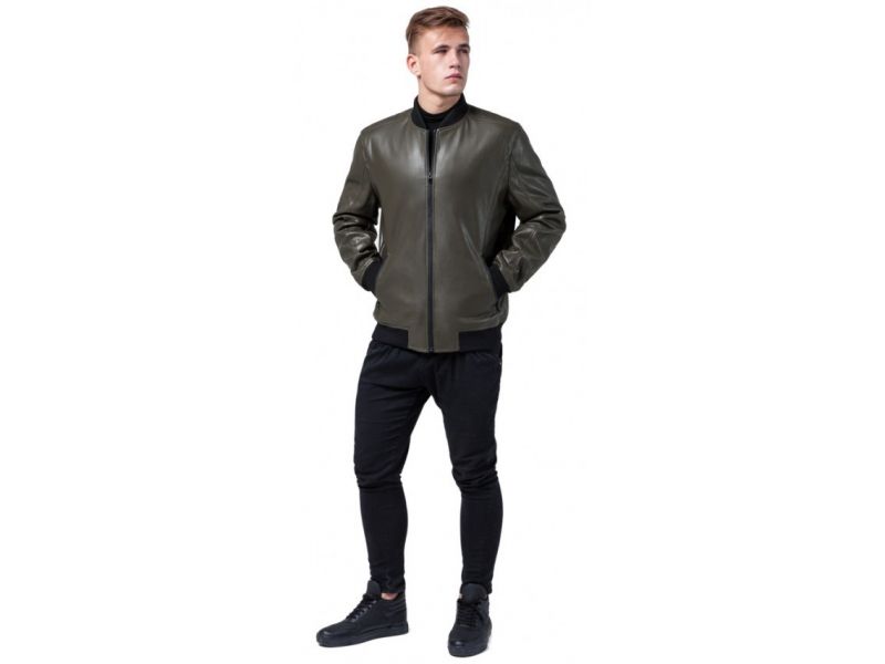 Куртка цвета хаки осенне-весенняя мужская молодежная модель 4055, фото 1