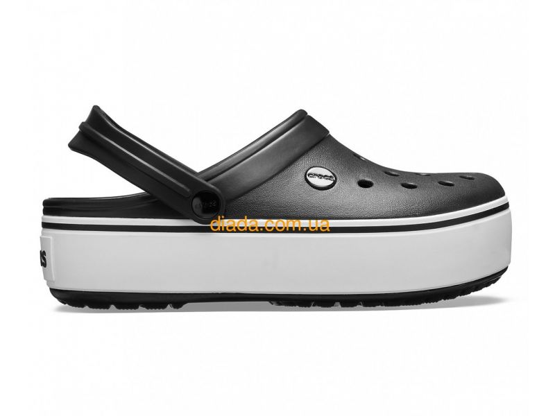 Crocs Crocband Platform Black/White – боковой вид, женские черные кроксы на платформе