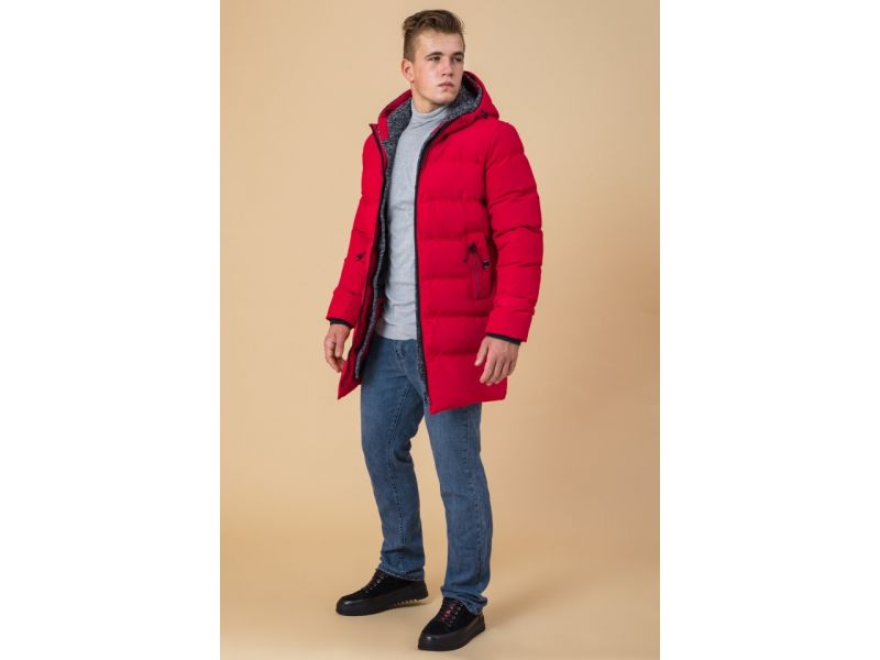 Мужская красная зимняя куртка прямого кроя модель 29077, фото 2