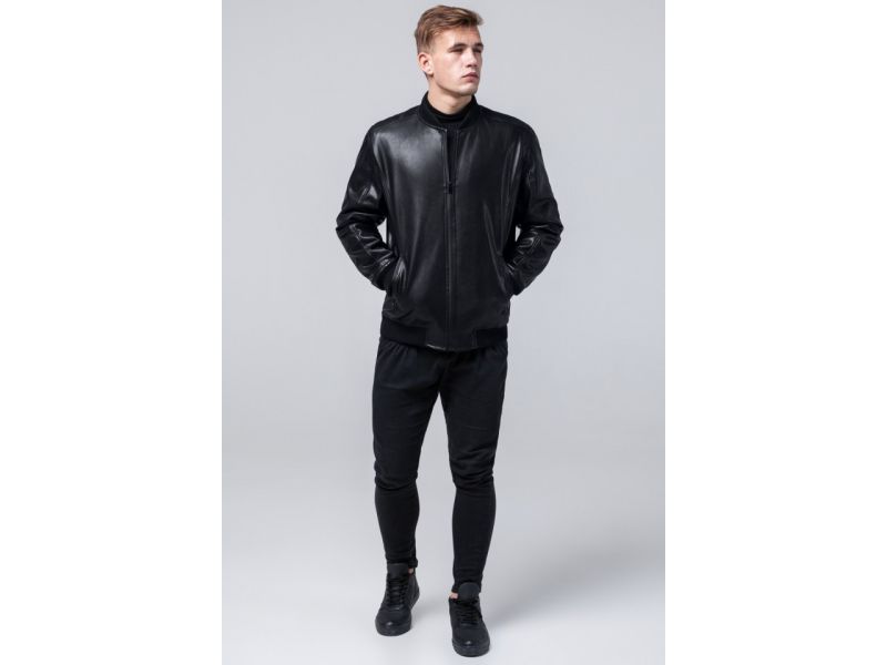 Куртка черная мужская осенне-весенняя молодежная с манжетами модель 4055, фото 1