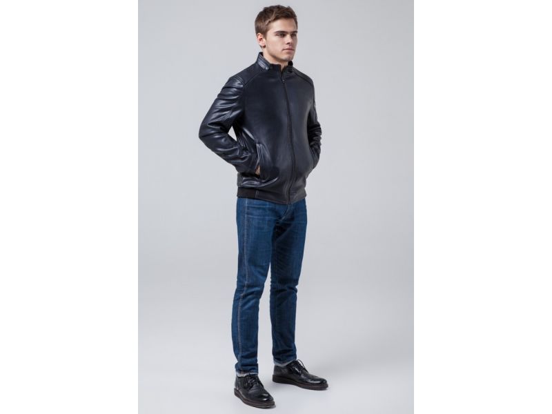 Темно-синяя молодежная непромокаемая куртка осенне-весенняя для мужчин модель 1588, фото 2