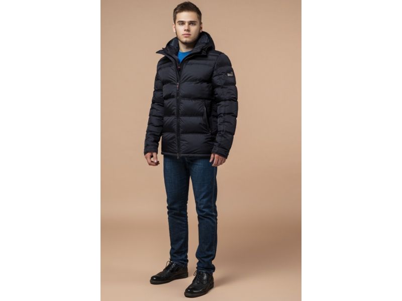 Зимняя мужская куртка с капюшоном черная модель 26055, фото 2