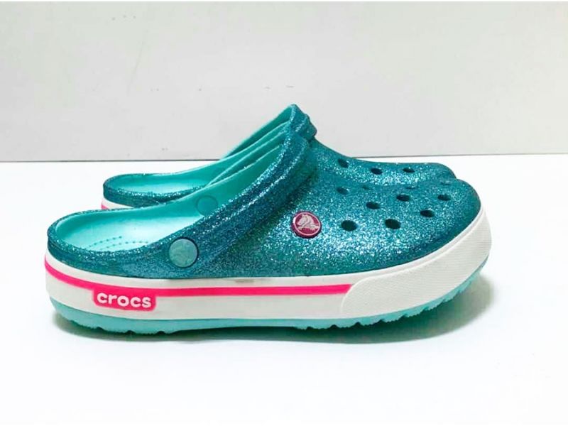 Кроксы женские бирюзовые блестящие Сабо Crocs, фото 6